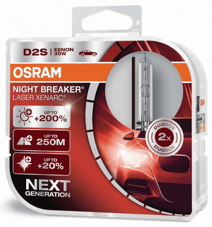 OSRAM D2S 12/24V 35W XENARC® NIGHT BREAKER® LASER +200% Set - 2 Stück